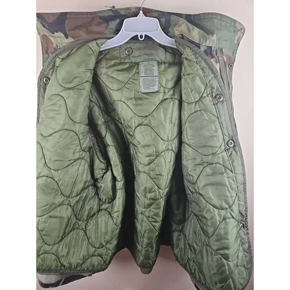 US Military Camo Field Jacket Coat Cold Weather LARGE REGULAR w/ LINER Alpha USA